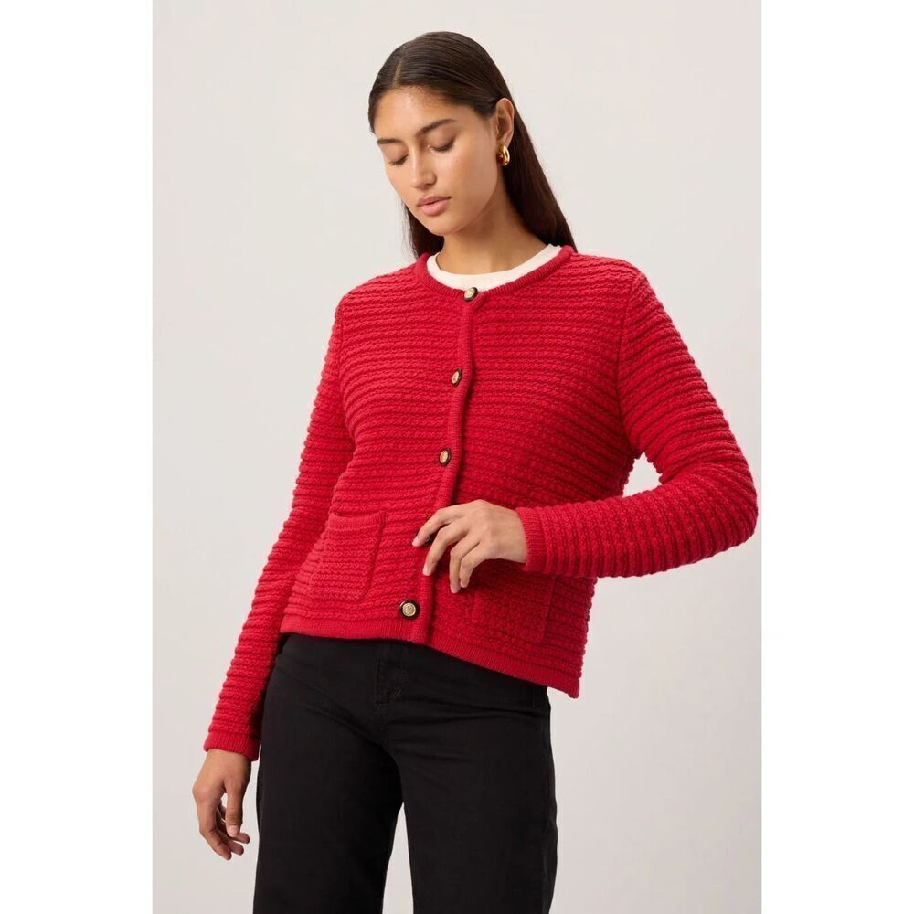 CeCe Red Front Packet Cardigan🟠